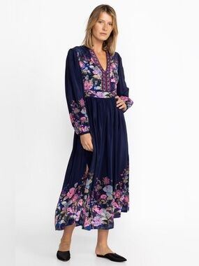Johnny Was Valeria 100% Silk Dress NEW Maxi Small